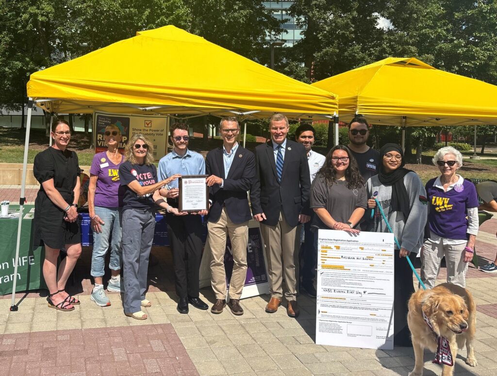 People gathered for Disability Rights Voting Week at George Mason University, September 12, 2024